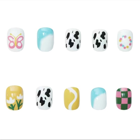 Acrylic Short Squoval Tip Pastel Summer Manicure Rainbow Nails Professional - Picture 1 of 6